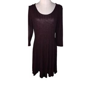 Torrid Ribbed Fluted Swing Scoop Knit 3/4 Sleeve Skater Dress Size OO/ US Med